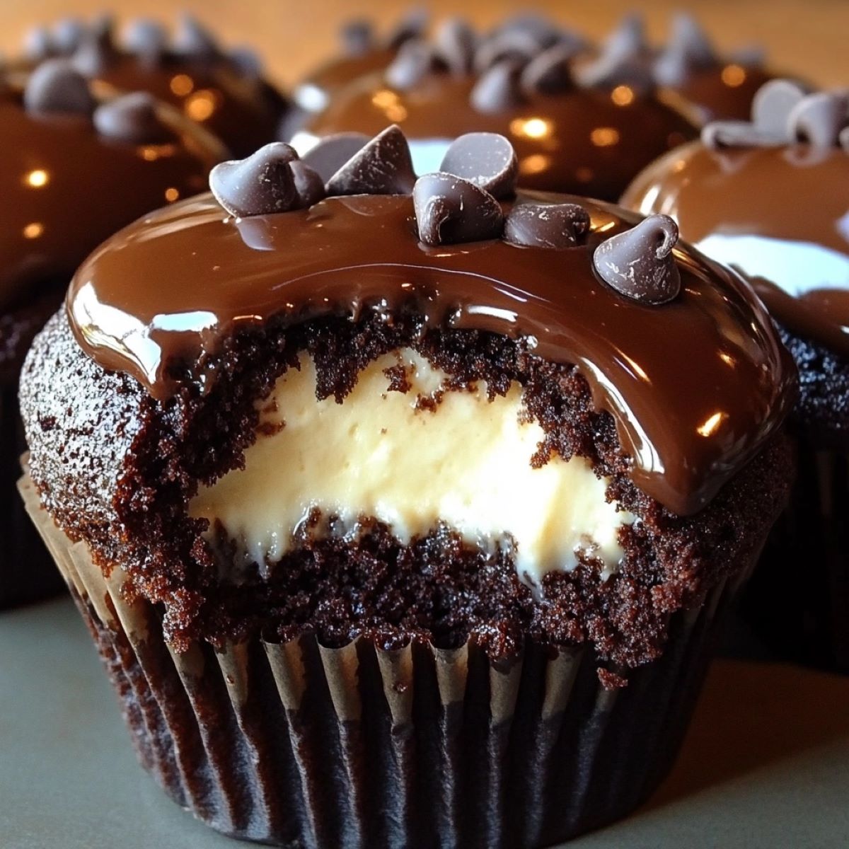 Cheesecake Stuffed Chocolate Cupcakes