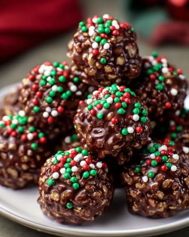 Christmas Chocolate Rice Krispie Balls