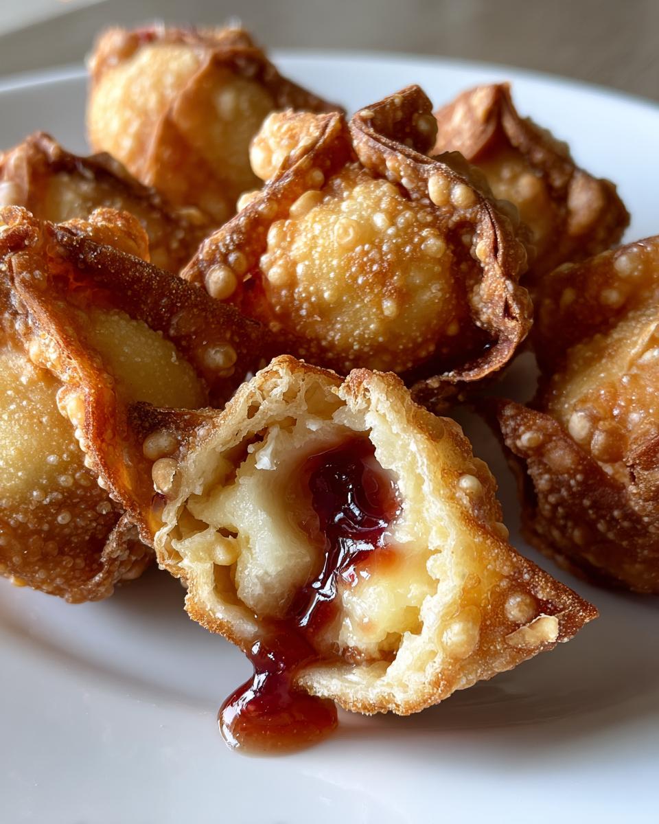 Deep-Fried Strawberry Cheesecake Stuffed Wonton Bites