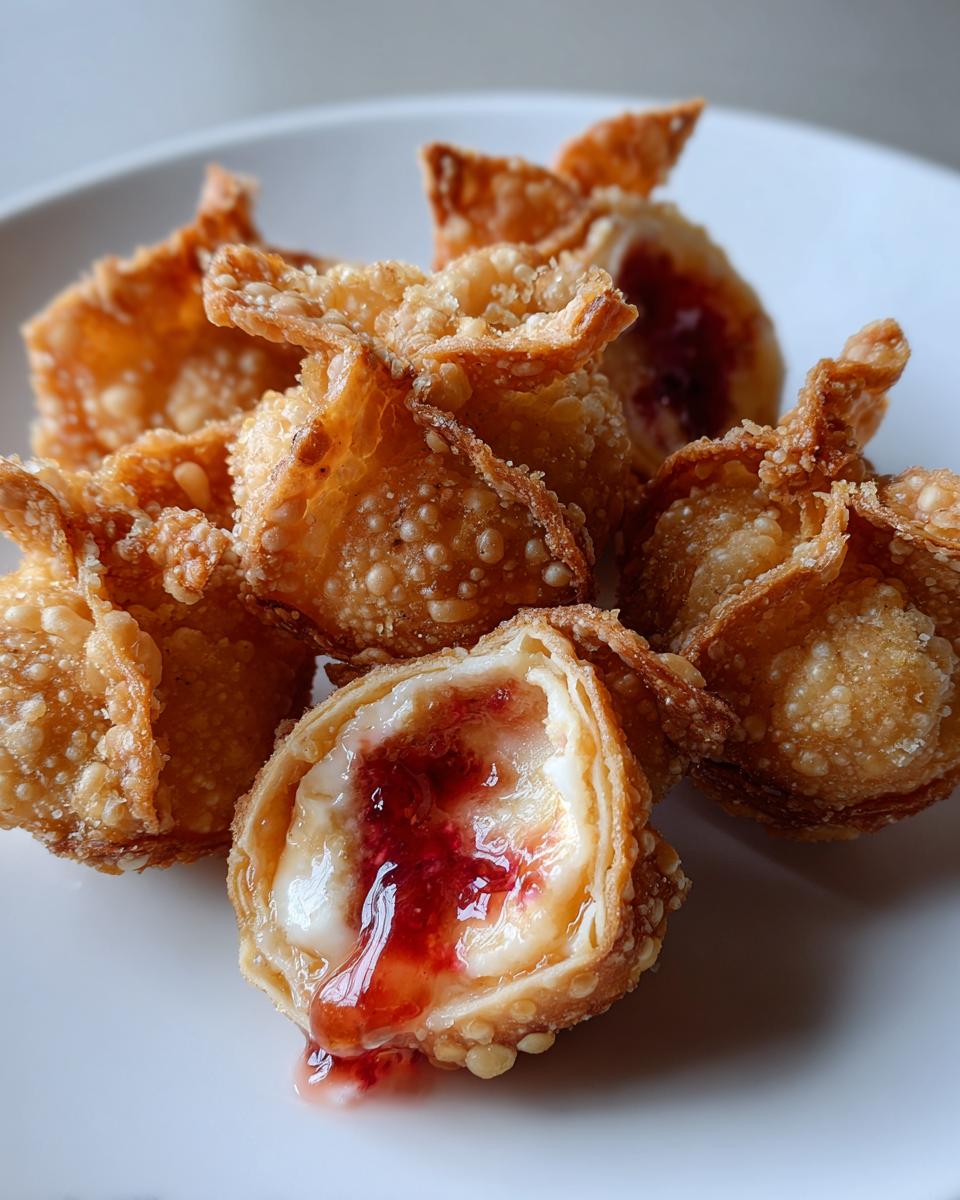 Deep-Fried Strawberry Cheesecake Stuffed Wonton Bites