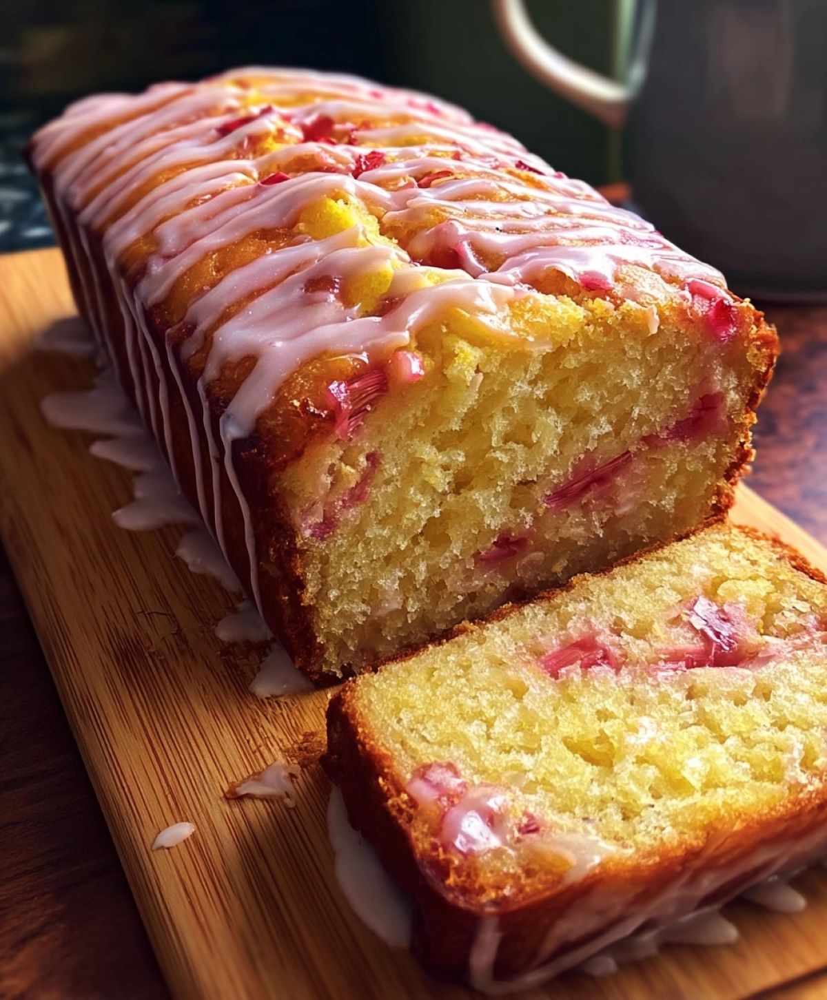 Lemon Rhubarb Loaf with Glaze