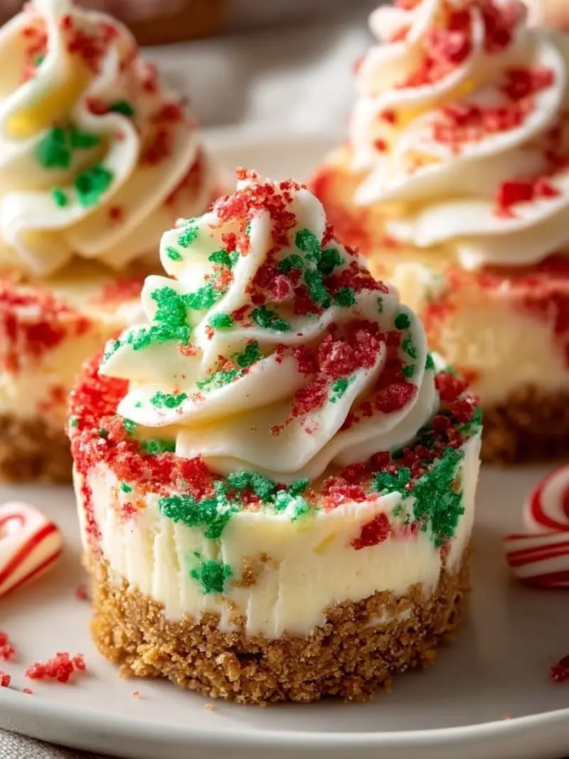 No-Bake Christmas Mini Cheesecakes