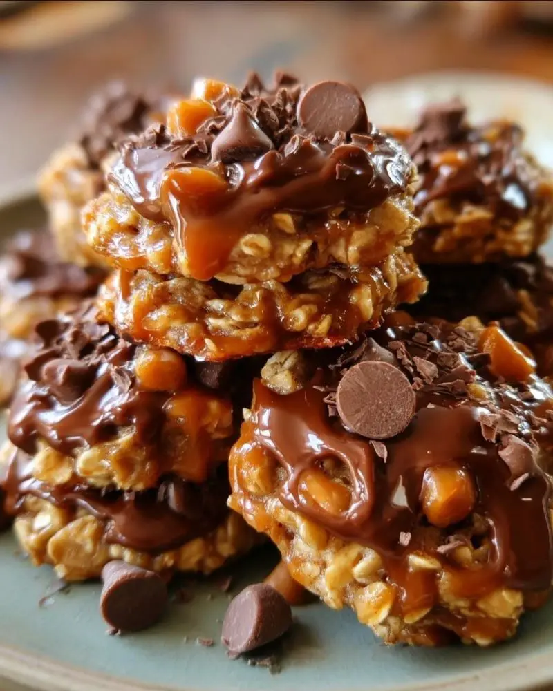No Bake Salted Caramel Cookies