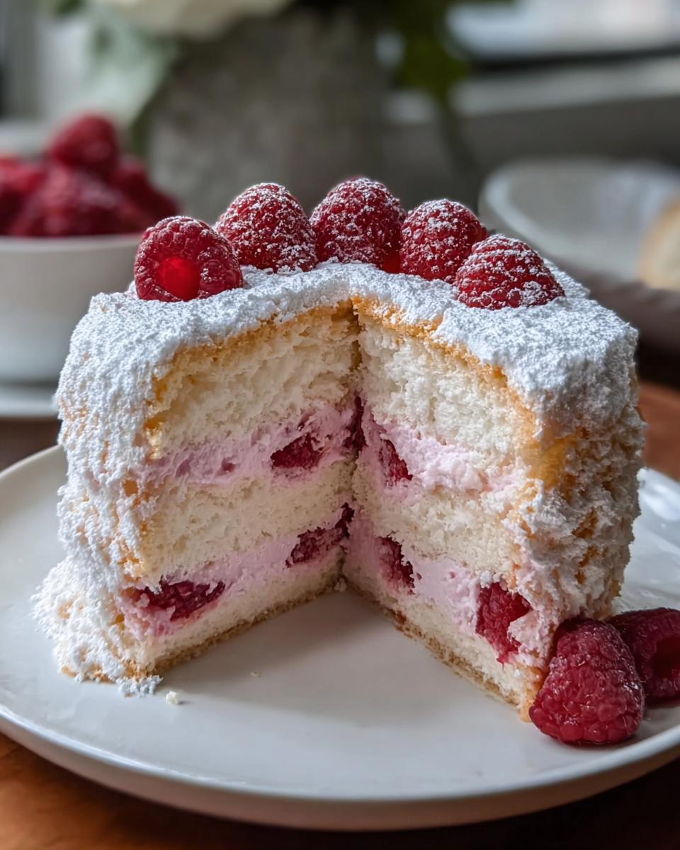 Raspberry Angel Food Cake