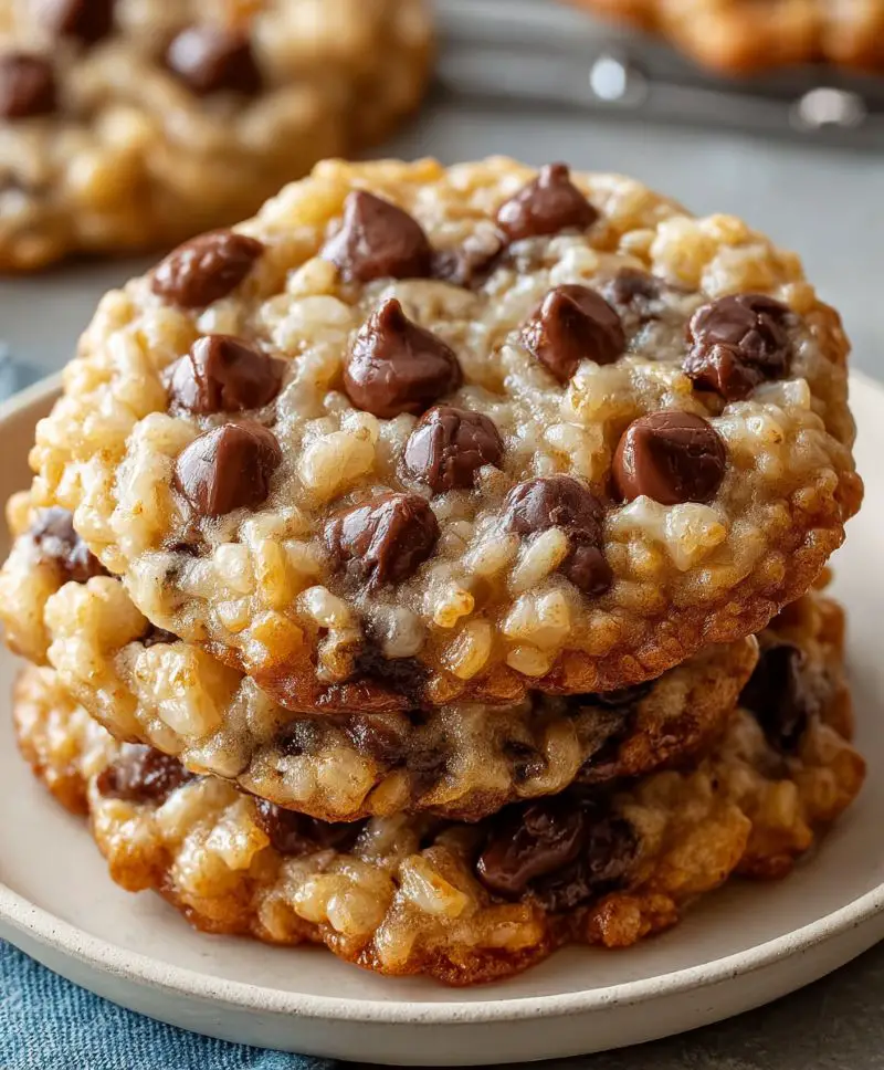 Rice Krispie Chocolate Chip Cookies with Soft Chew