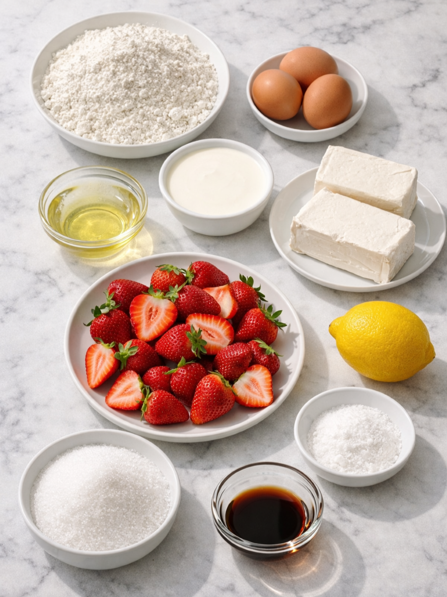 Strawberries and Cream Dream Layer Cheesecake Cake - Ingredients