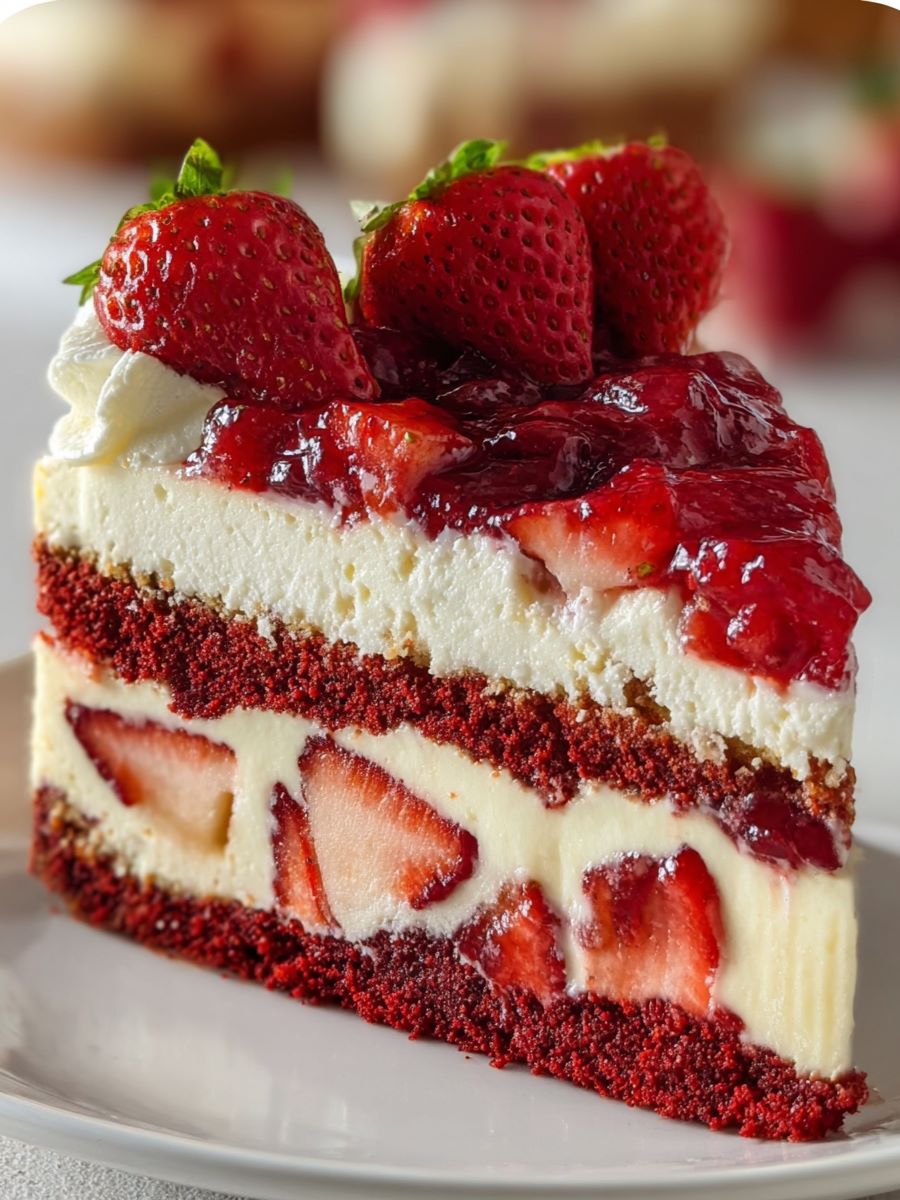 Strawberries and Cream Dream Layer Cheesecake Cake