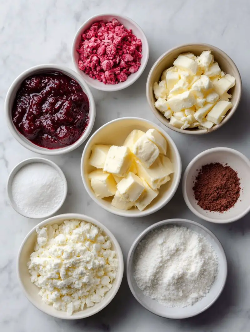 White Chocolate Raspberry Cheesecake Balls - Ingredients