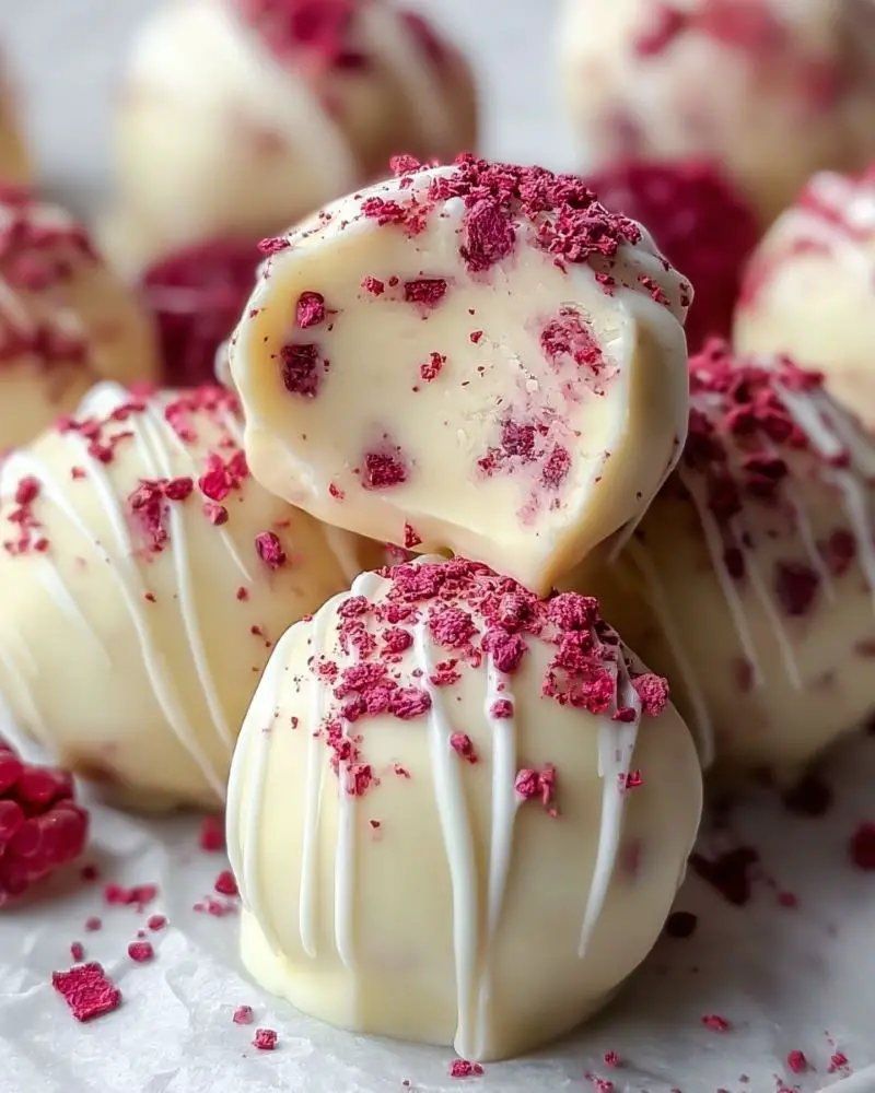White Chocolate Raspberry Cheesecake Balls