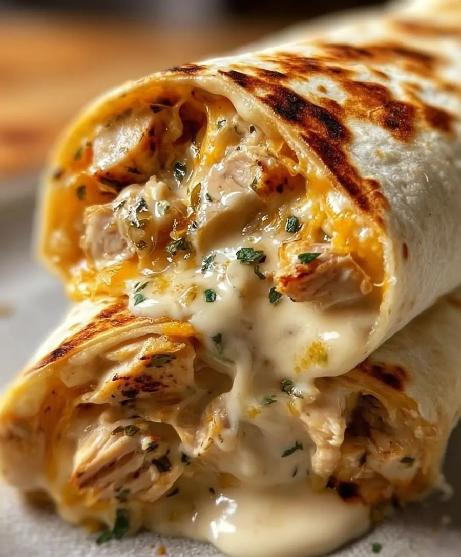 Cheesy Garlic Chicken Wraps