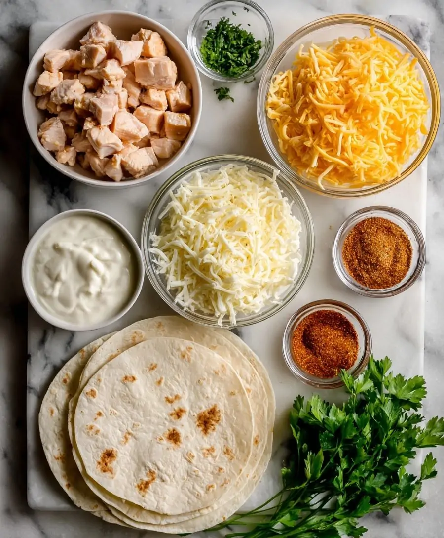Cheesy Garlic Chicken Wraps - Ingredients
