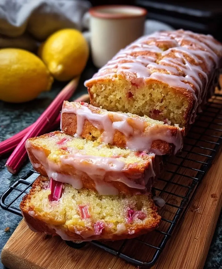 Lemon Rhubarb Loaf with Glaze
