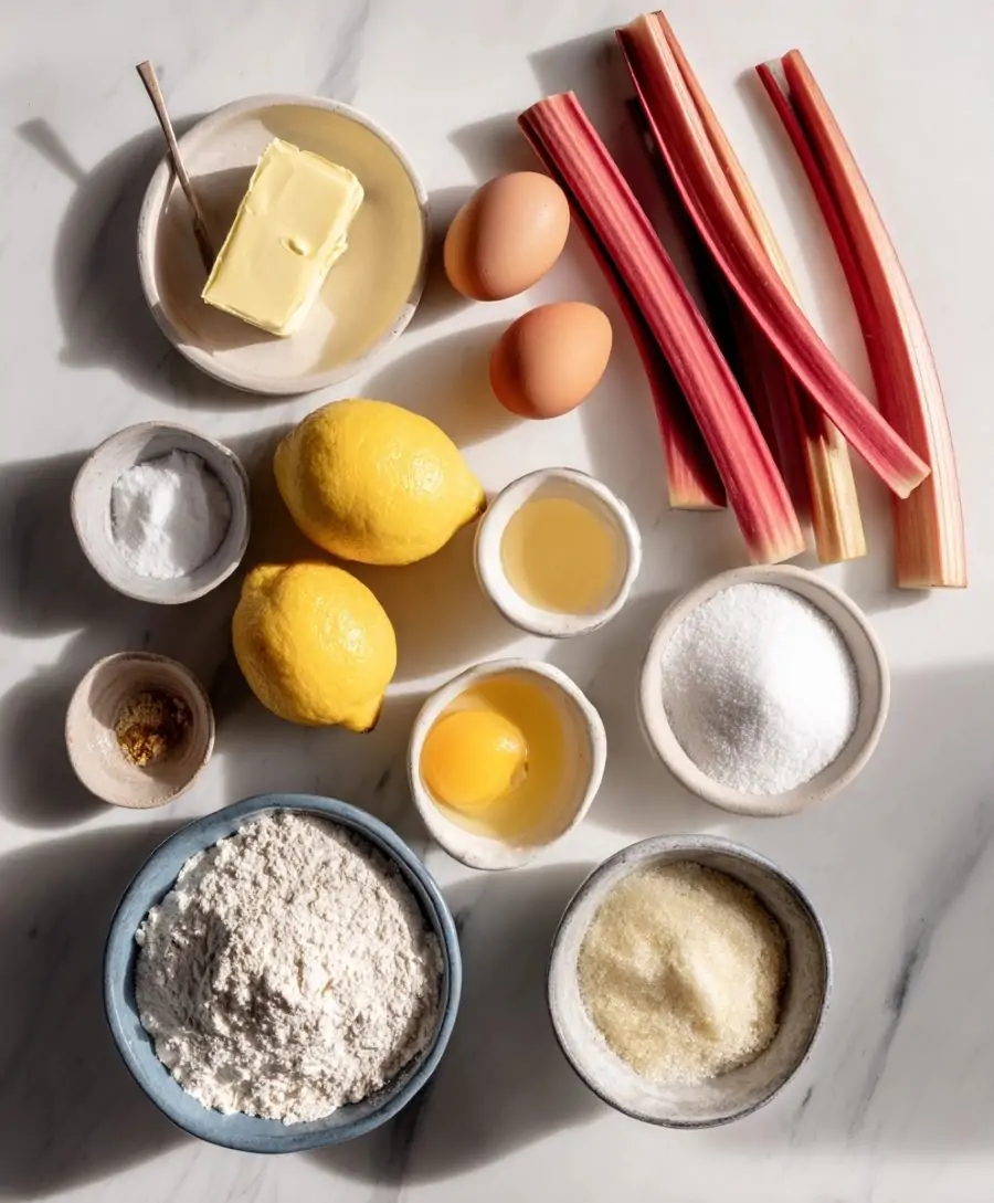 Lemon Rhubarb Loaf with Glaze - Ingredients