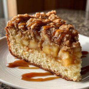 Apple Crumb Cake with Cinnamon Apple Drizzle