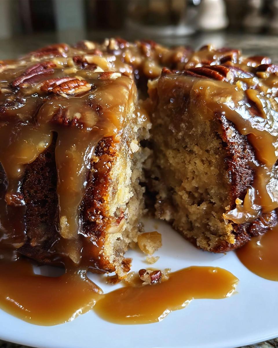 Apple Pecan Cake With Caramel Glaze - detail 1