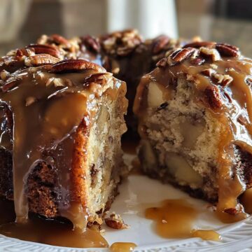 Apple Pecan Cake With Caramel Glaze