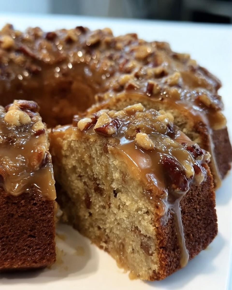 Apple Pecan Cake with Caramel Glaze - detail 1