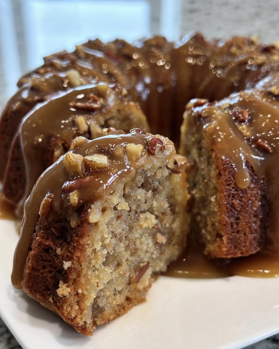 Apple Pecan Cake with Caramel Glaze - detail 2