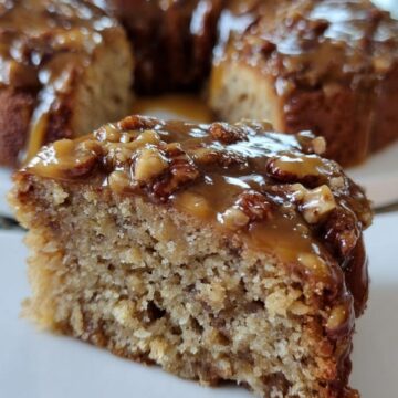 Apple Pecan Cake with Caramel Glaze