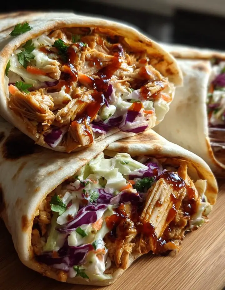 BBQ Chicken Coleslaw Wraps