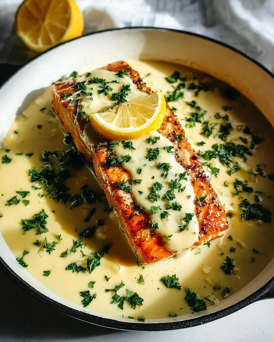 Baked Salmon with Lemon Butter Cream Sauce - detail 1