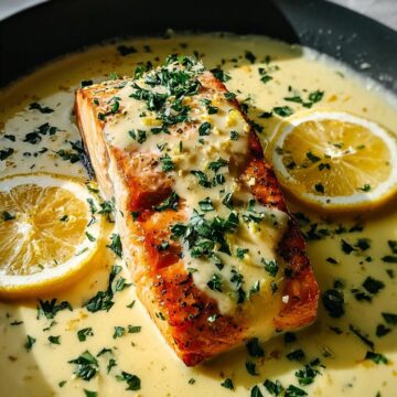 Baked Salmon with Lemon Butter Cream Sauce