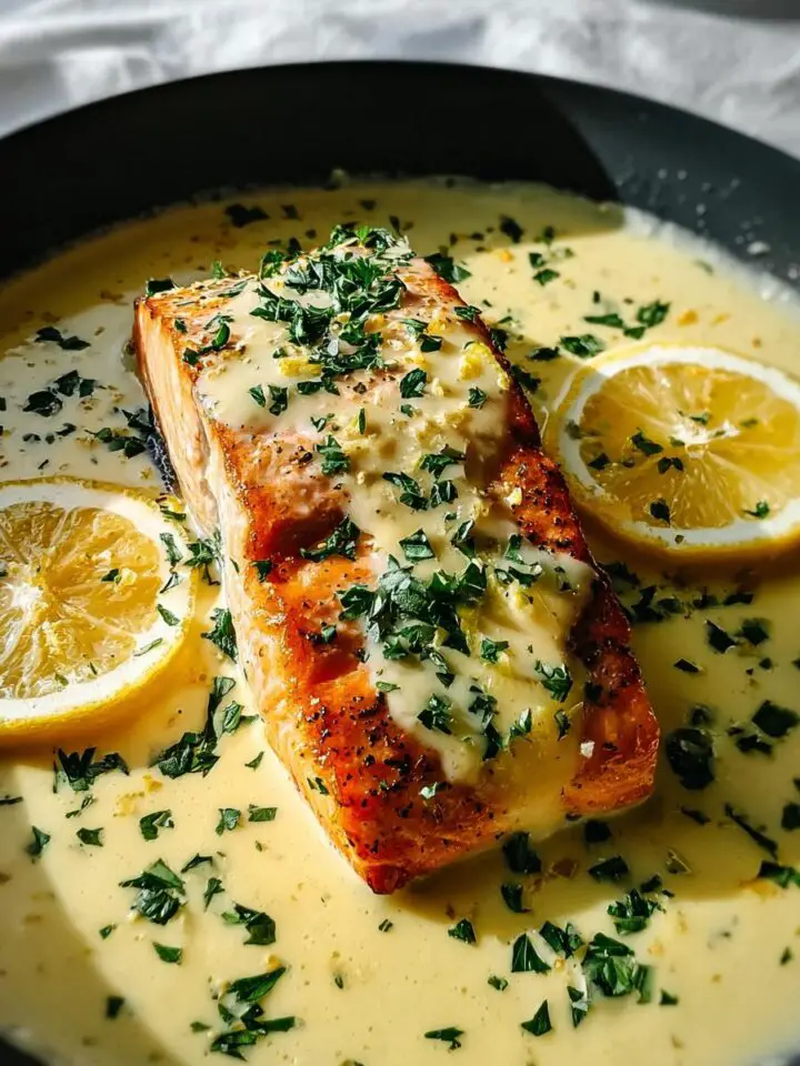 Baked Salmon with Lemon Butter Cream Sauce