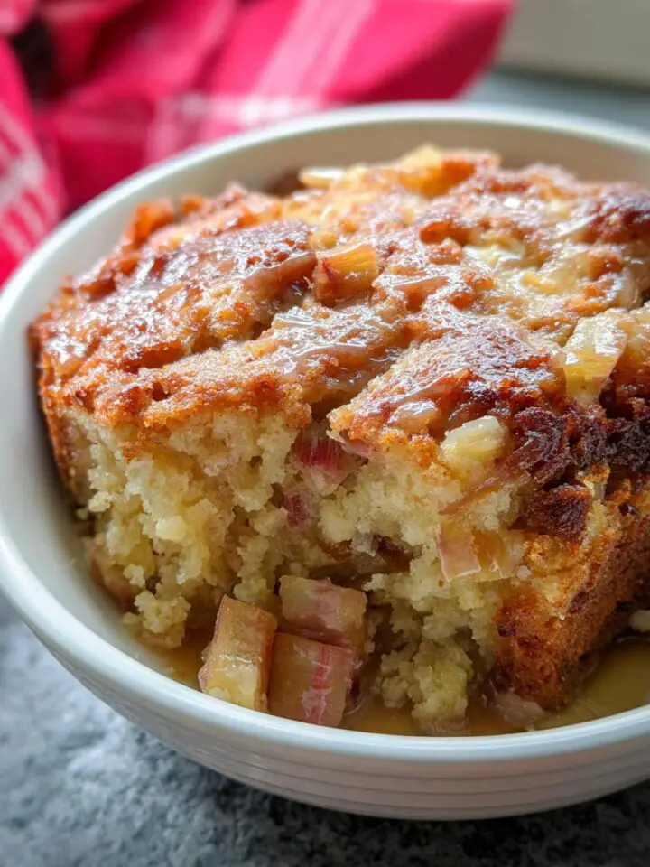 Baked Sticky Rhubarb Pudding