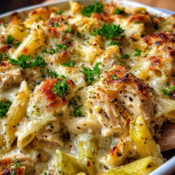 Banana Pepper Chicken Alfredo Bake