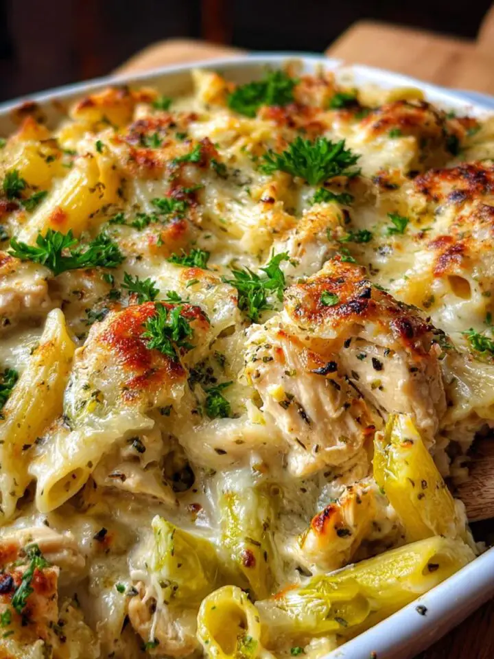 Banana Pepper Chicken Alfredo Bake