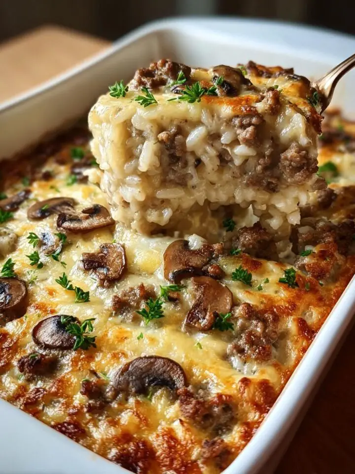 Beef & Mushroom Rice Bake