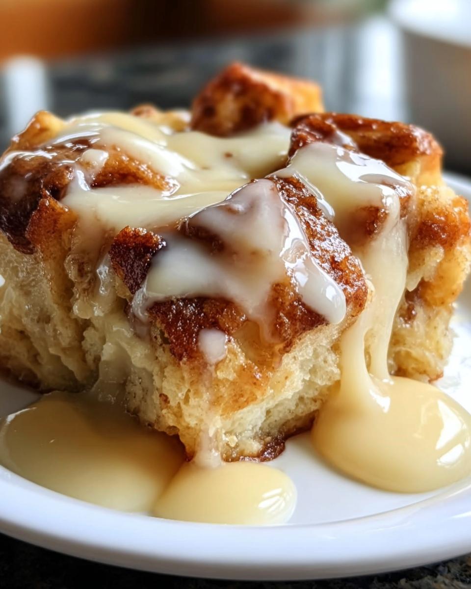 Bread Pudding with Vanilla Sauce - detail 1