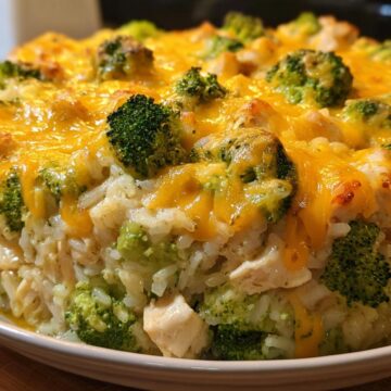 Broccoli, Rice, Cheese, and Chicken Casserole