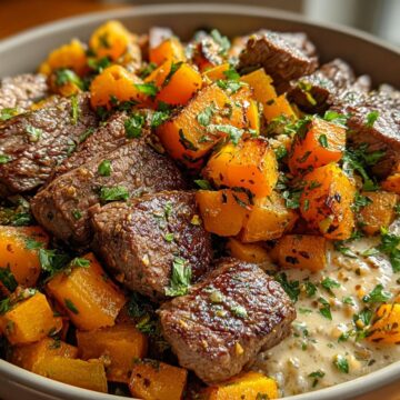 Butternut Squash & Garlic Herb Steak Bowls