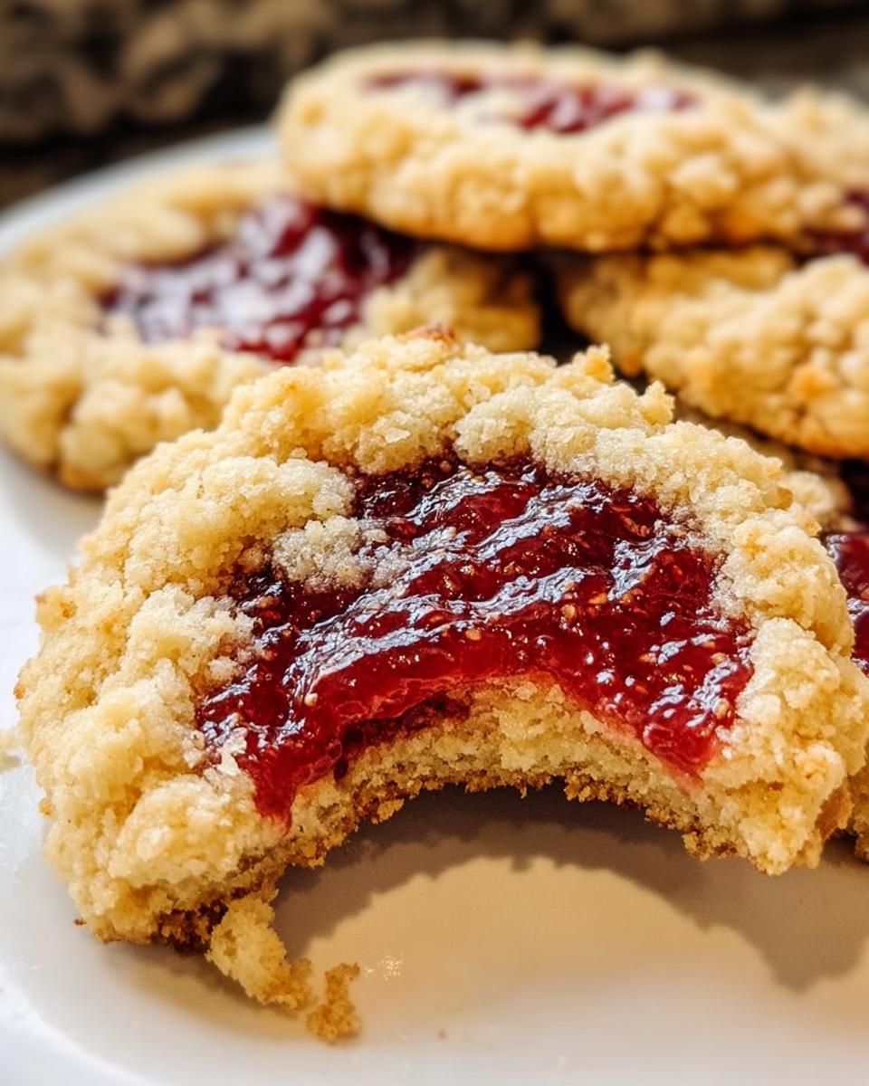 Buttery Raspberry Crumble Cookies with a Sweet Jam Filling - detail 2