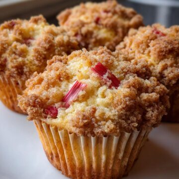 Buttery Rhubarb Streusel Muffins
