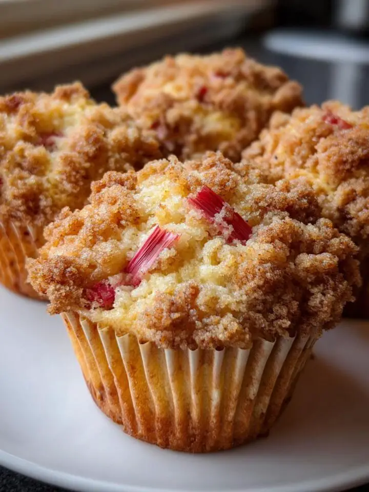 Buttery Rhubarb Streusel Muffins