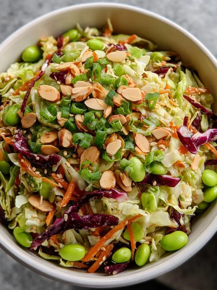 Cabbage and Edamame Salad with Sesame Ginger Dressing