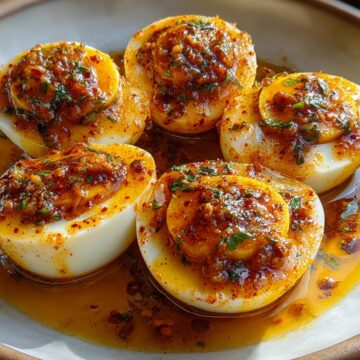 Cajun Boiled Eggs with Spicy Garlic Butter Sauce