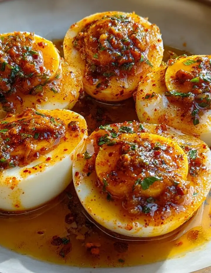 Cajun Boiled Eggs with Spicy Garlic Butter Sauce