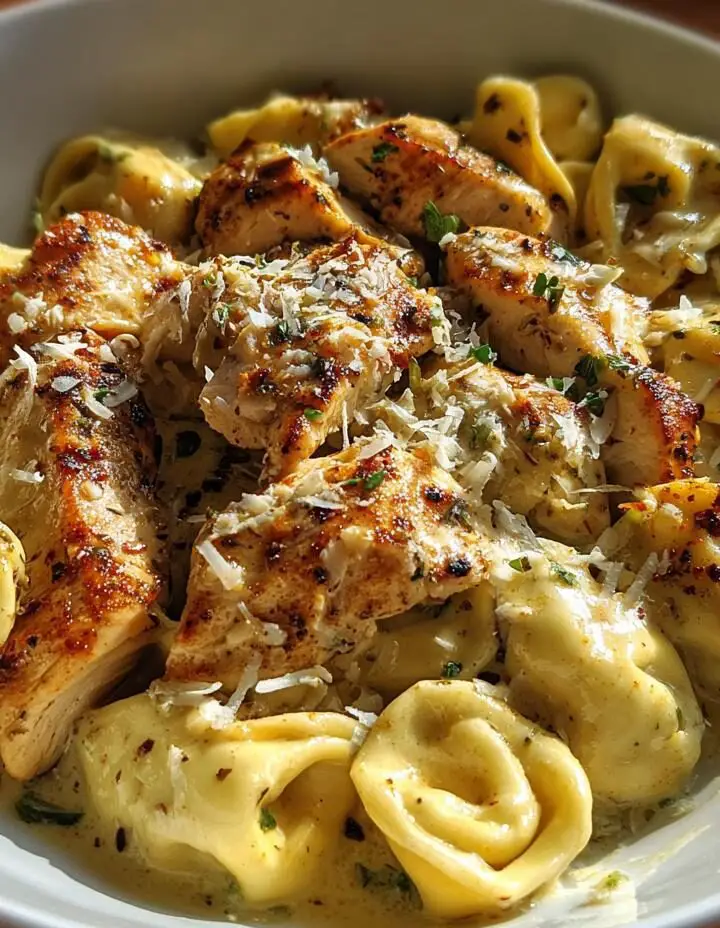 Cajun Chicken Tortellini with Garlic Sauce