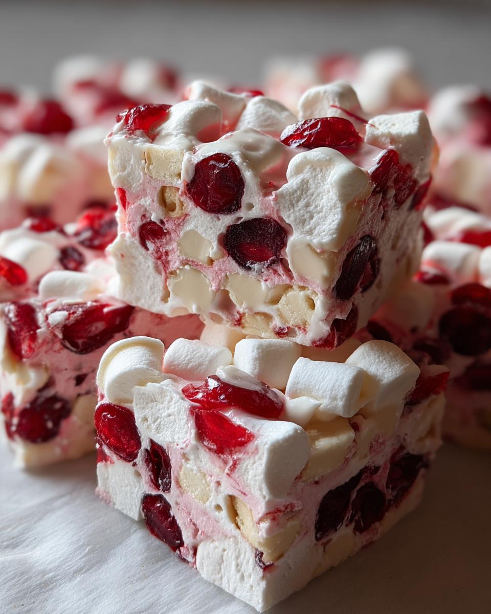 Candied Cherry Divinity Squares - detail 1