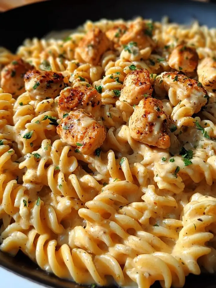 Cheesy Cajun Garlic Chicken Rotini Skillet