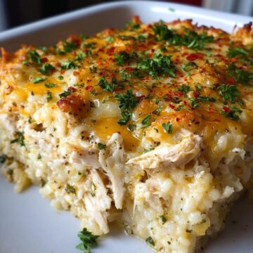 Cheesy Chicken Riced Cauliflower Casserole