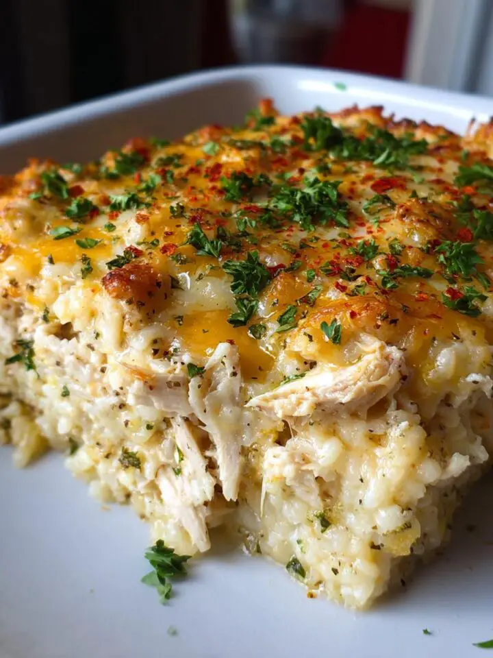 Cheesy Chicken Riced Cauliflower Casserole