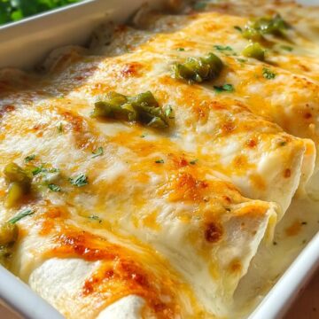 Cheesy Creamy White Chicken Enchiladas