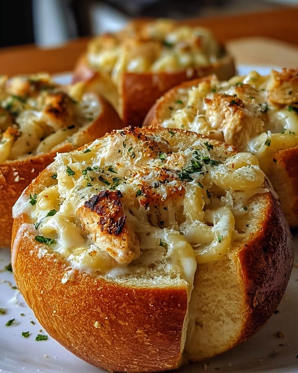 Chicken Alfredo Garlic Bread Bowls - detail 1