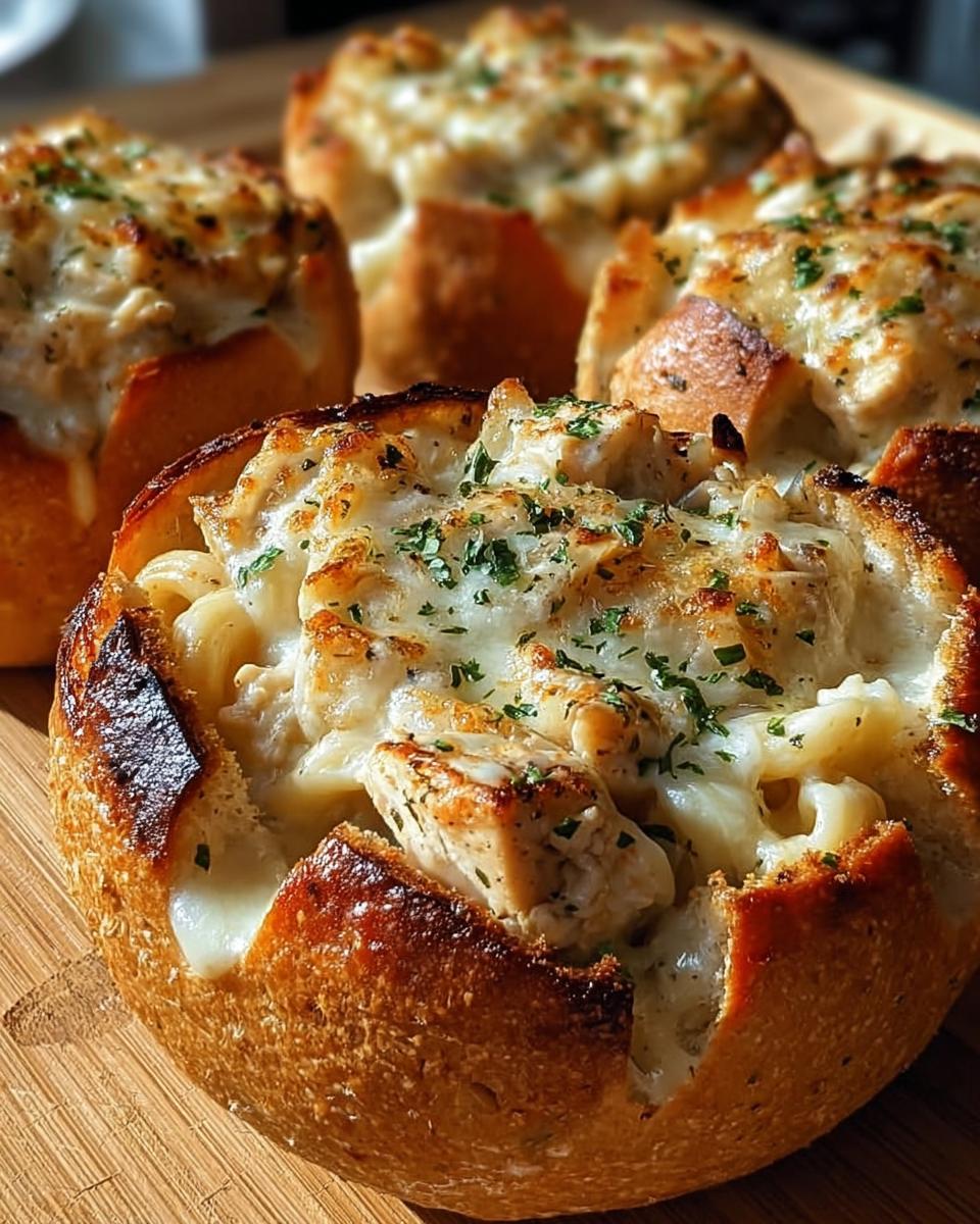Chicken Alfredo Garlic Bread Bowls - detail 2