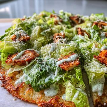 Chicken Crust Caesar Salad Pizza