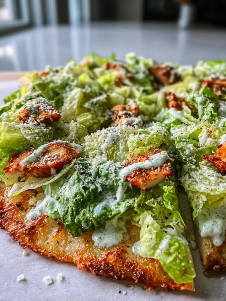 Chicken Crust Caesar Salad Pizza